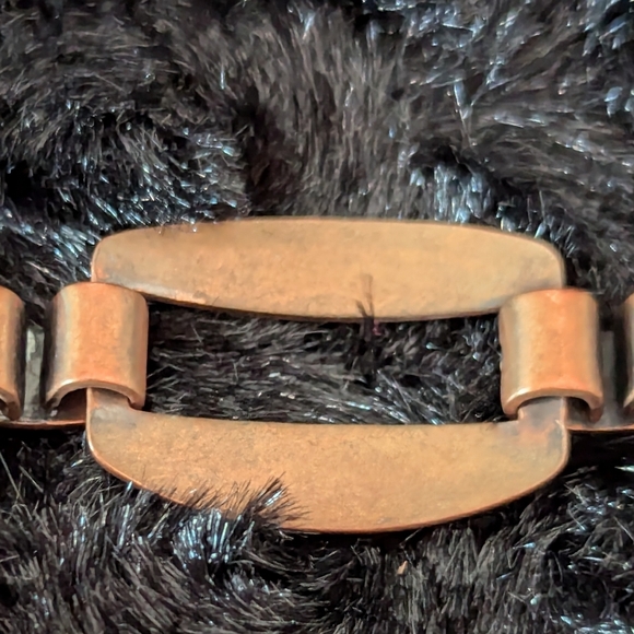 VINTAGE Solid Copper STAMPED Link Southwestern Style Bracelet - Picture 3 of 6